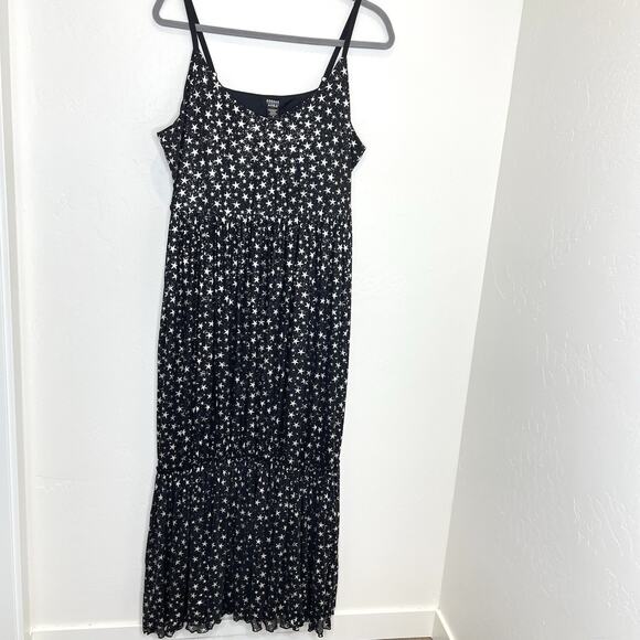 Cosmic Aura Dresses & Skirts - Cosmic Aura Star Silver Foil Mesh Tiered Maxi Dress Womens Plus 4X Whimsigoth 4